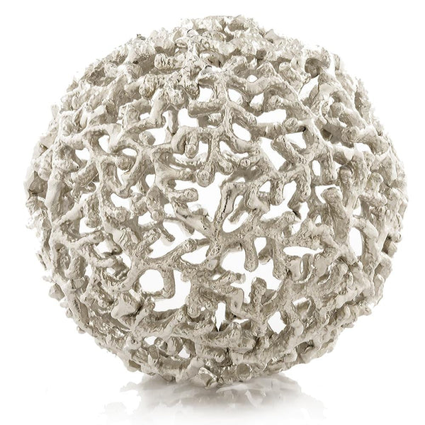 Decoration Ideas - 9" X 9" X 9" Silver Aluminum Coral Sphere