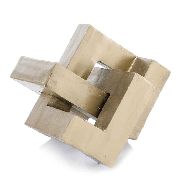 Sculptures For Sale - 10'.5" X 10" X 11" Gold Aluminum Geometric Metal Sculpture