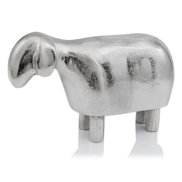 Sculptures For Sale - 4" X 11" X 6'.5" Silver Aluminum Silver Lamb Sculpture