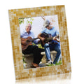 Decor Steals - 11" X 13" X 2" White & Brown Wood & Glass Mosaic