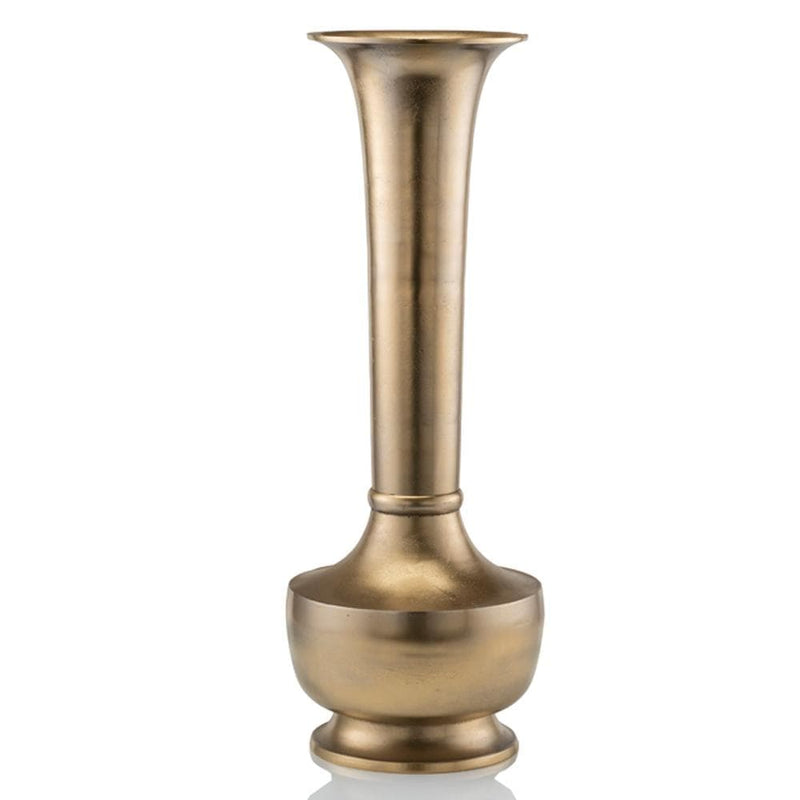 Gold Vase - 10'.5" X 10'.5" X 30" Gold Aluminum Large Pot Belly Floor Vase