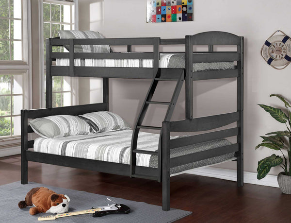 Twin Over Full Bunk Bed - 81" X 42'.5-57'.25" X 66'.75" Grey Solid and Manufactured Wood Twin/Full Bunk Bed