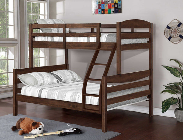 Twin Over Full Bunk Bed - 81" X 42'.5-57'.25" X 66'.75" Brown Solid and Manufactured Wood Twin/Full Bunk Bed