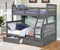 Twin Over Full Bunk Bed - 80'.5" X 41'.5-57'.5" X 70'.25" Grey Manufactured Wood and  Solid Wood Twin/Full Bunk Bed with 2 Drawers