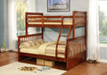 Twin Over Full Bunk Bed - 80'.5" X 41'.5-57'.5" X 70'.25" Walnut Manufactured Wood and  Solid Wood Twin/Full Bunk Bed