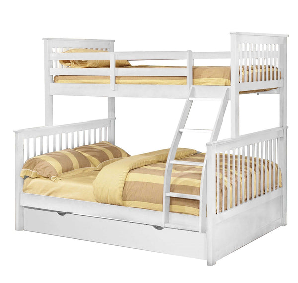 Bunk Beds - 80'.5" X 41'.5-57'.5" X 70'.25" White Manufactured Wood and  Solid Wood Twin/Full Bunk Bed with Matching Trundle