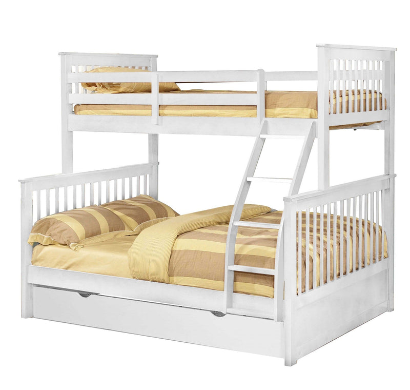 Bunk Beds - 80'.5" X 41'.5-57'.5" X 70'.25" White Manufactured Wood and  Solid Wood Twin/Full Bunk Bed with Matching Trundle