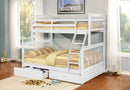 Bunk Beds - 80'.5" X 41'.5-57'.5" X 70'.25" White Manufactured Wood and  Solid Wood Twin/Full Bunk Bed with 2 Drawers