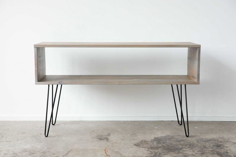 TV Console Table - 48" X 16" X 27.'75" Silver Maple And Steel TV Console