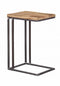 Sofa Side Table - 14" X 18" X 27.'5" Natural Oak And Steel Side Table