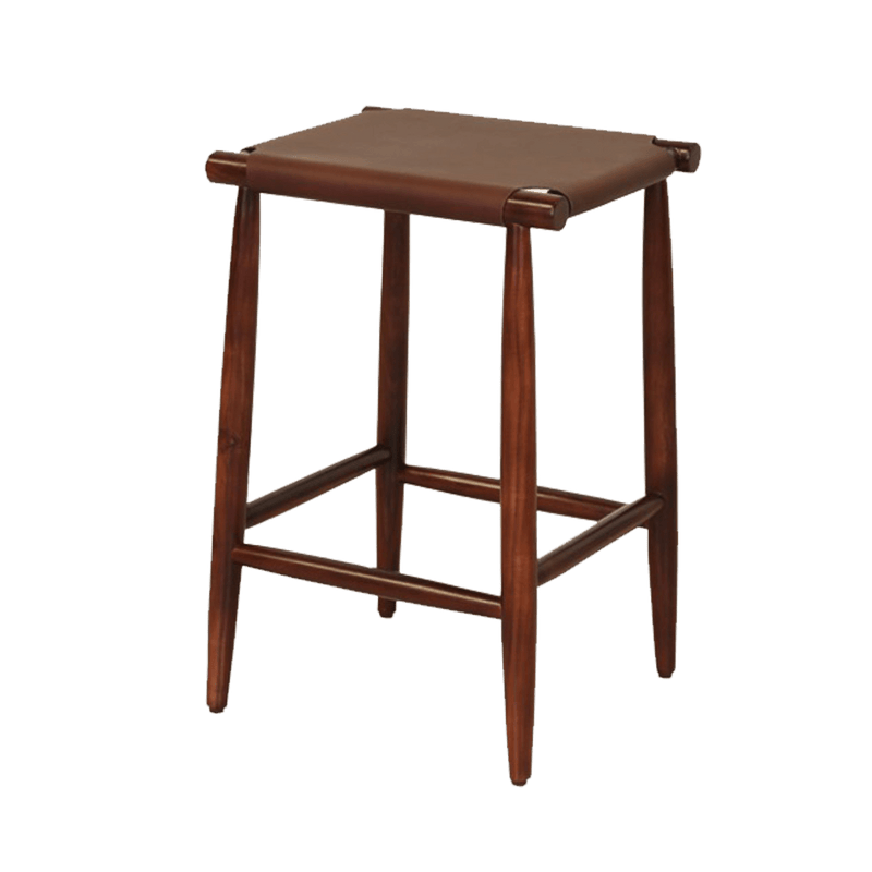 Counter Stools - 17" X 15'.5" X 25'.5" Brown  Wood/Leather Counter Stool