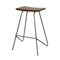 Counter Stools - 17'.2" X 16" X 25" Brown & Black Iron/Leather Counter Stool