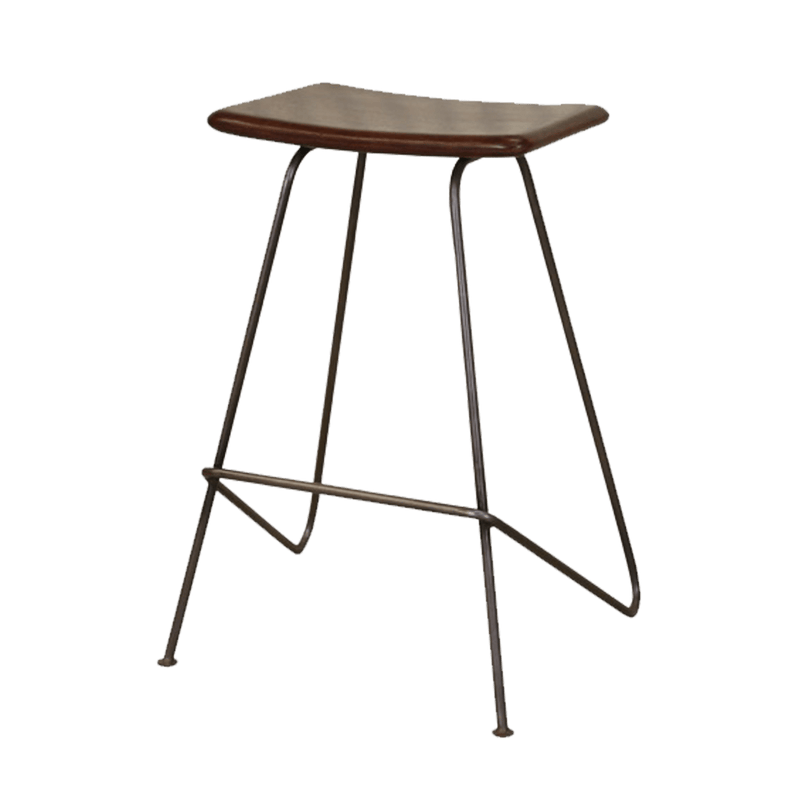 Counter Stools - 17'.2" X 16" X 25" Brown & Black Iron/Leather Counter Stool