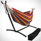 Living Room Decor - 60" X 125" X 42" Tropical Colored Fabric Brazilian Double Hammock with 2 stand