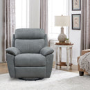 Swivel Recliner Chairs - 35'.43" X 39'.37" X 39'.8" Grey Green Fabric Glider & Swivel Power Recliner with USB port