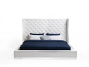 King Size Bed - 60" X 91" X 91" White Faux Leather Bed King