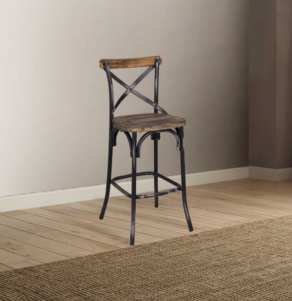 Wooden Bar Stools - 18" X 20" X 43" Black Wood Bar Chair (1Pc)