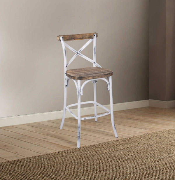 Wooden Bar Stools - 18" X 20" X 43" White Wood Bar Chair (1Pc)
