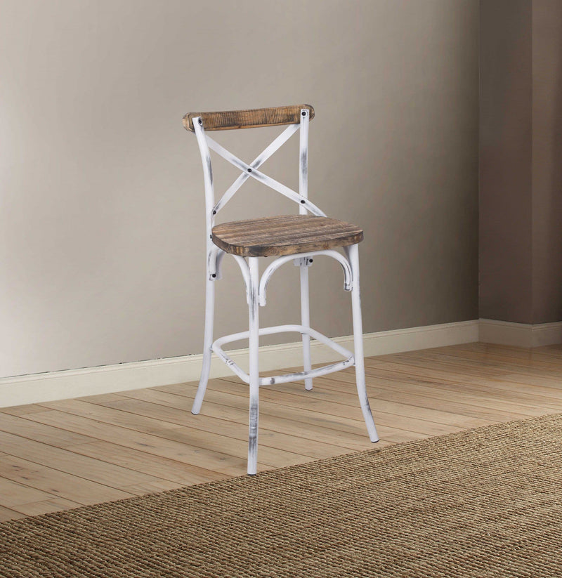 Wooden Bar Stools - 18" X 20" X 43" White Wood Bar Chair (1Pc)