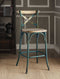 Wooden Bar Stools - 18" X 20" X 43" Antique Turquoise & Antique Oak Wood Bar Chair (1Pc)