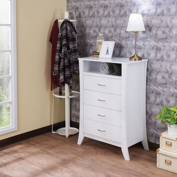 White Chest of Drawers - 30" X 17" X 44" White Wood Chest