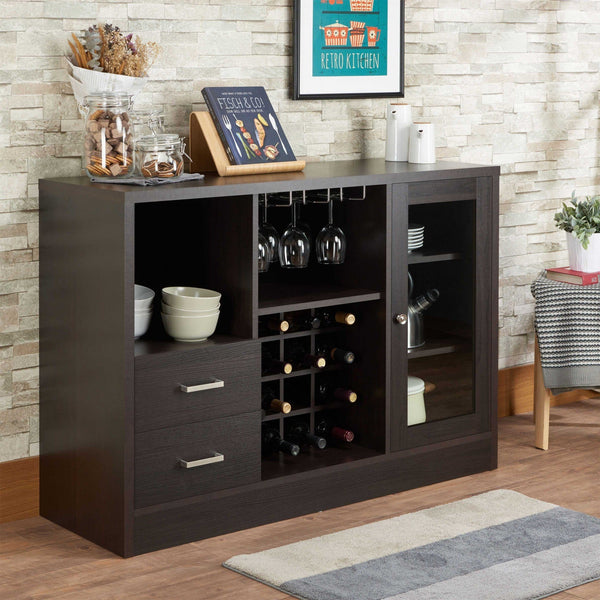 Living Room Furniture - 47" X 16" X 33" Espresso Wood Server