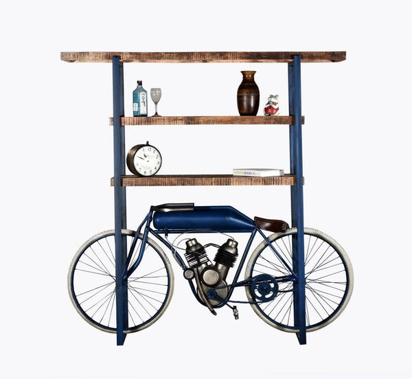 Rustic Bookshelf - 14" X 72" X 72" Blue Cycle Bookshelf