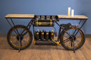 Bar Cabinet - 16" X 71.5" X 32.5" Black and Gold Bombay Motorcycle Bar