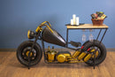 Bar Cabinet - 16.5" X 70" X 33" Black and Gold Chopper Style Motorcycle Bar