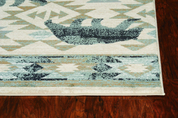 Rugs For Sale - 39" X 63" X 0.'5" Ivory/Blue Polypropelene Rug
