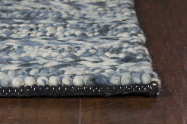 Blue Rug - 39" X 63" X 0.'75" Blue Wool Rug