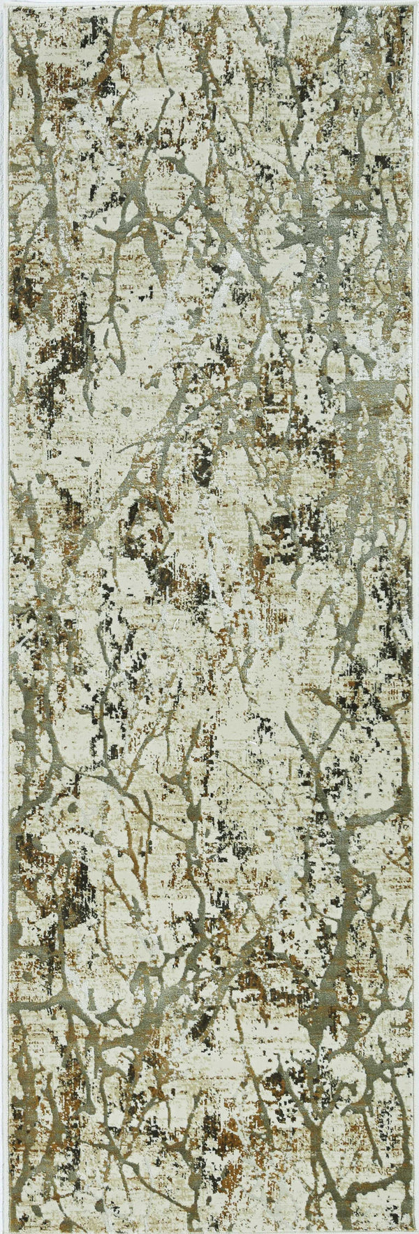 Gold Rug - 26" X 83" X 0.'25" Ivory/Gold Polypropelene / Viscose Rug