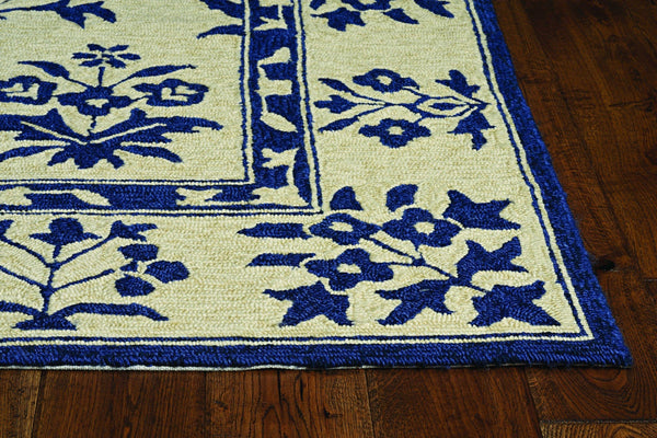 Designer Rugs - 24" X 36" X 0.'25" Sand/Blue Polypropelene Rug
