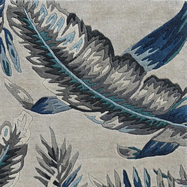 Blue Rug - 60" X 96" X 0.'5" Grey/Blue Wool Rug