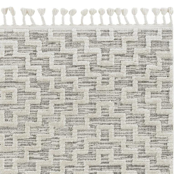 Living Room Area Rugs - 63" X 91" X 0.'25" Ivory Grey Polyester Rug