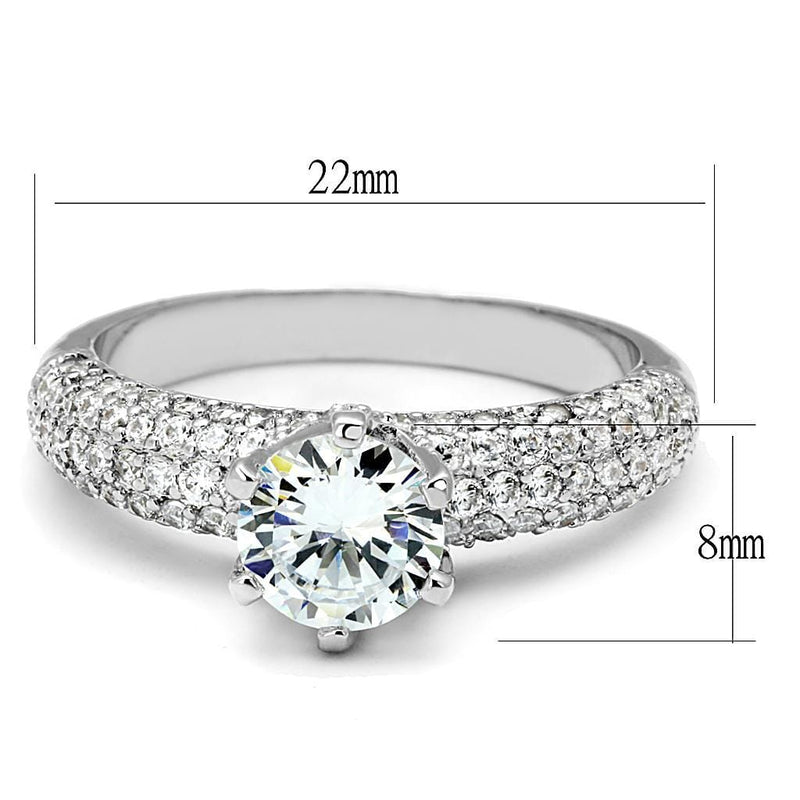 Anniversary Rings For Her 3W1253 Rhodium Brass Ring with AAA Grade CZ