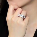 Simple Rings 3W1486 Rhodium Brass Ring with AAA Grade CZ