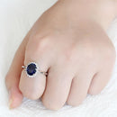 Middle Finger Ring 3W1602 Rhodium Brass Ring with CZ in London Blue