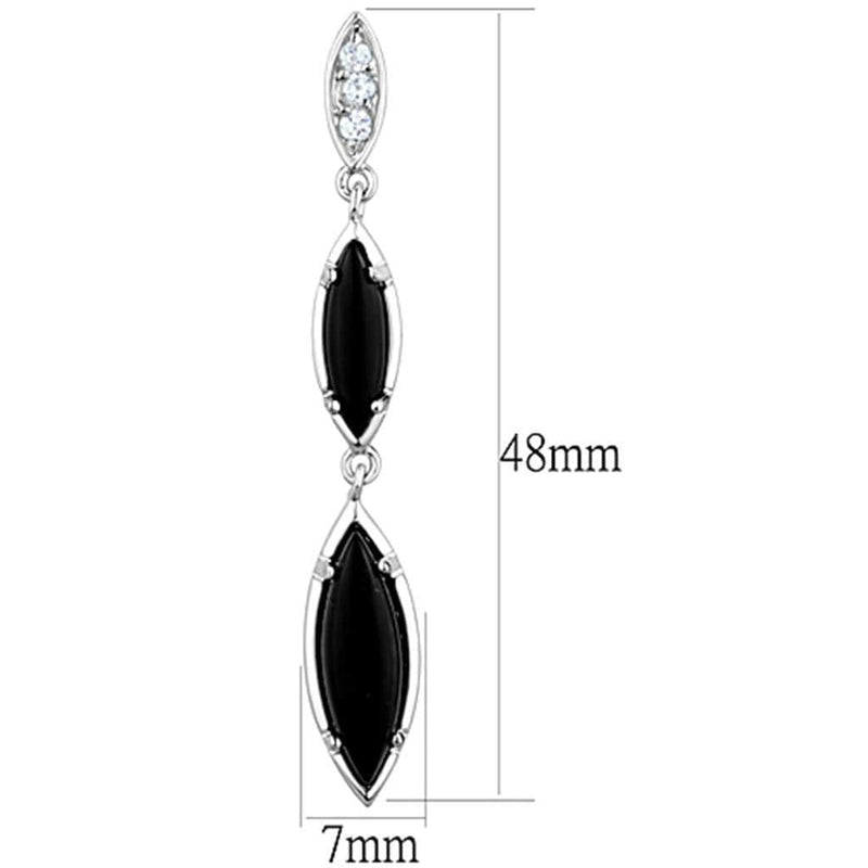 Christmas Earrings 3W702 Rhodium Brass Earrings with Synthetic in Jet