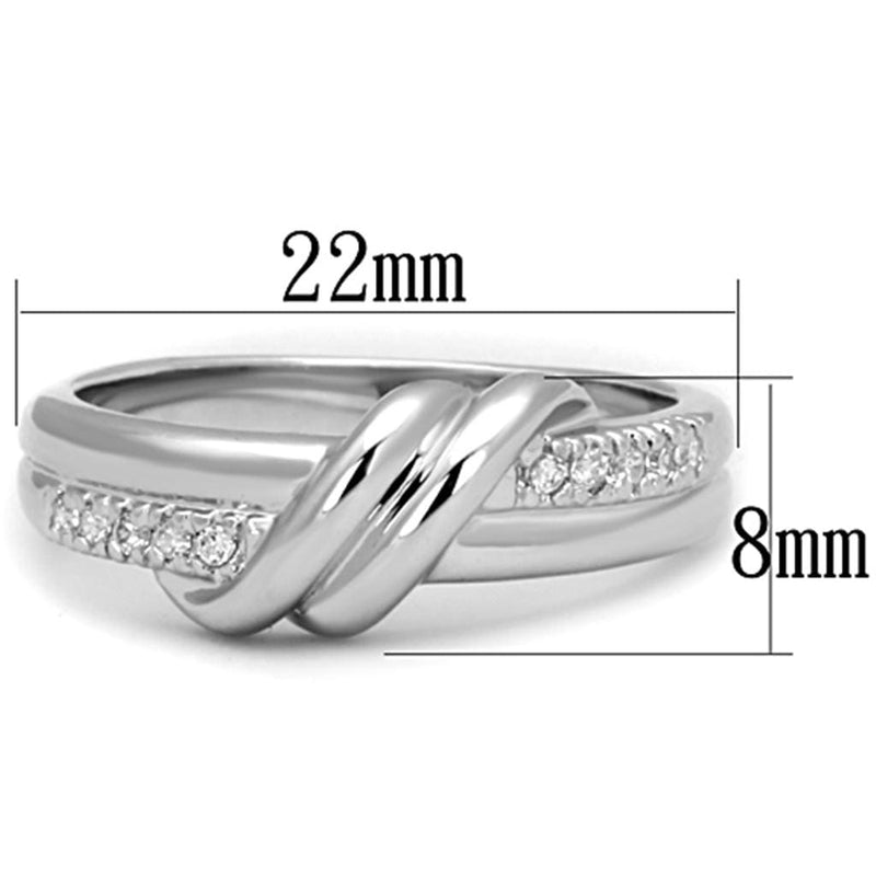 Jewelry Rings 3W741 Rhodium Brass Ring with AAA Grade CZ