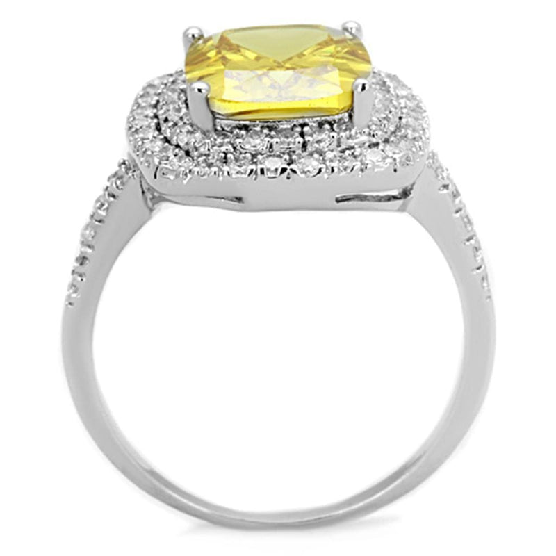 Jewelry Rings 3W760 Rhodium Brass Ring with AAA Grade CZ in Topaz