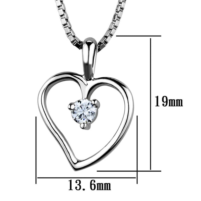 Chain Necklace 3W797 Rhodium Brass Chain Pendant with AAA Grade CZ