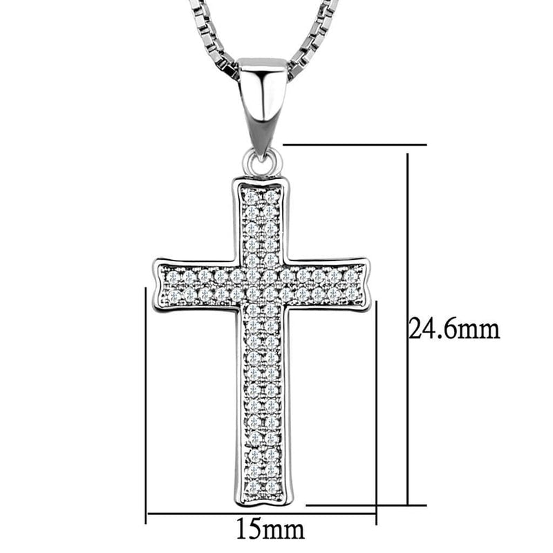 Chain Necklace 3W846 Rhodium Brass Chain Pendant with AAA Grade CZ