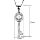 Chain Necklace 3W851 Rhodium Brass Chain Pendant with AAA Grade CZ