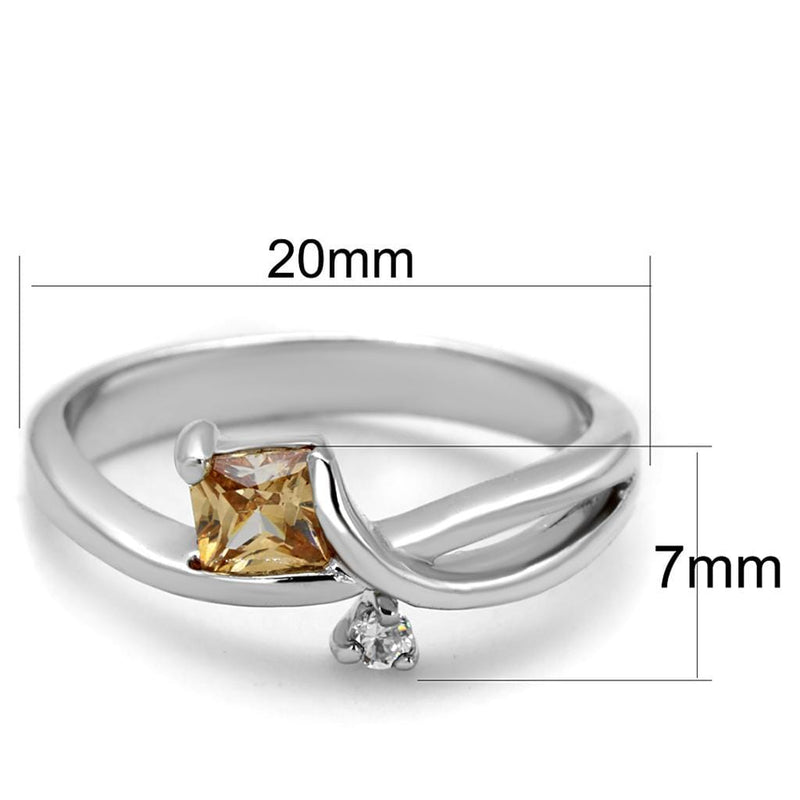 Cute Rings 3W852 Rhodium Brass Ring with AAA Grade CZ in Champagne