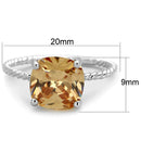 Cute Rings 3W872 Rhodium Brass Ring with AAA Grade CZ in Champagne