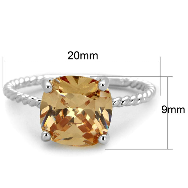 Cute Rings 3W872 Rhodium Brass Ring with AAA Grade CZ in Champagne