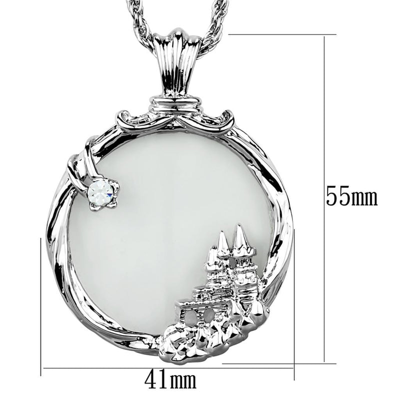 Chain Pendants 3W907 Rhodium Brass Magnifier pendant with Crystal