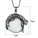 Locket Necklace 3W908 Rhodium Brass Magnifier pendant with Synthetic