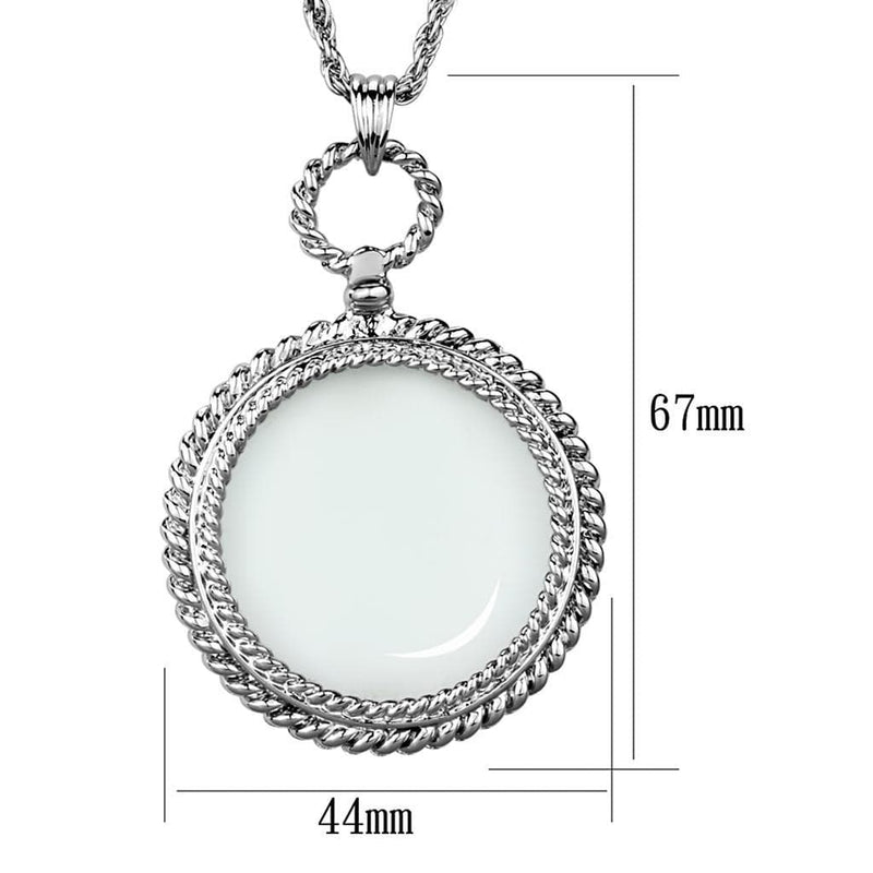 Locket Necklace 3W909 Rhodium Brass Magnifier pendant with Synthetic